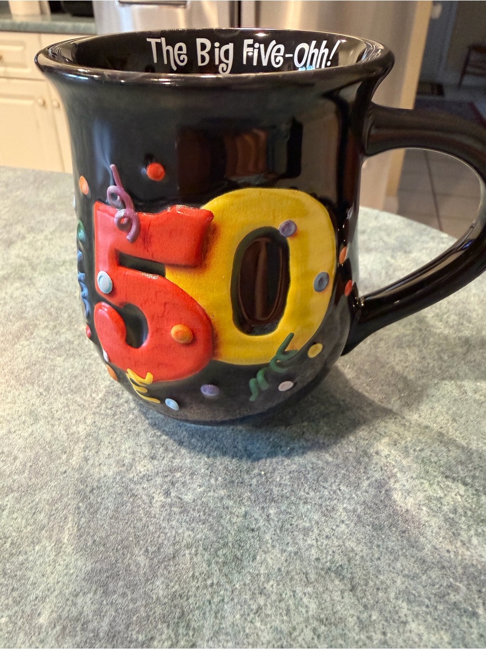 Hallmark Black Ceramic 50th Birthday Mug with Red & Yellow Accents